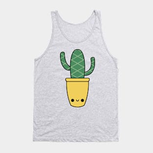 Cute Kawaii Cactus In Yellow Pot Tank Top